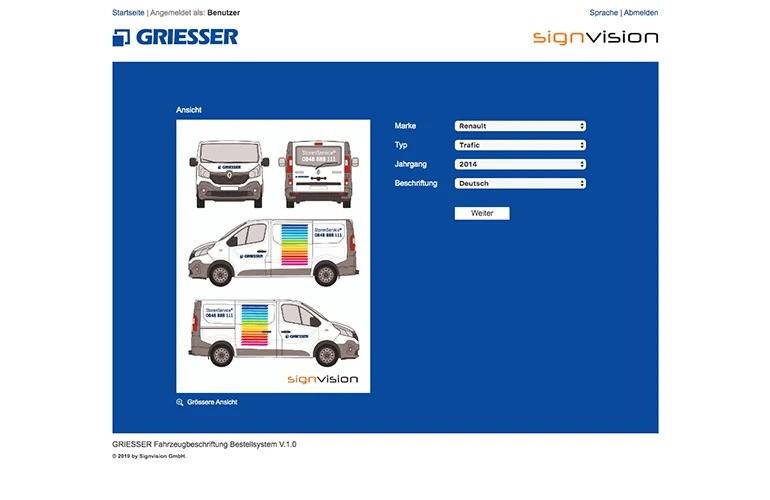 Griesser AG – Redesign des Griesser Logos und Umsetzung auf Fahrzeugflotte - signvision.ch